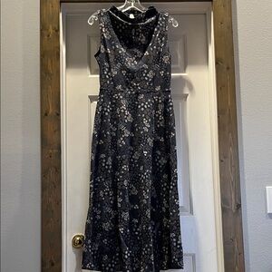 Pact Black and Gray Floral Midi Dress